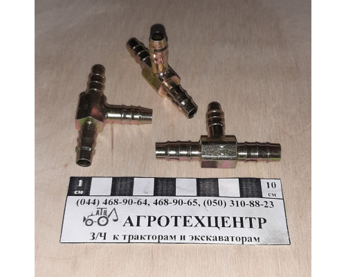 Штуцер зубчастий (трійник) для трубки 8 мм