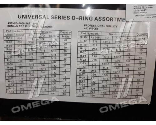 Набір кілець ущільнювальних чорні 396 шт. САТ(RIDER) RD 97.70.28
